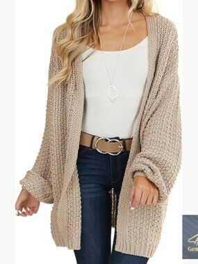 Chunky Knit Cardigan Open Front Long Sleeve Oversized Sweater Loose Fit